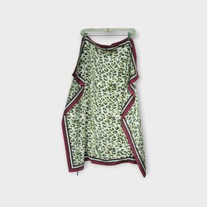 NWT Talbots Square Silk Scarf 33" x 34" Leopard White Burgandy Border